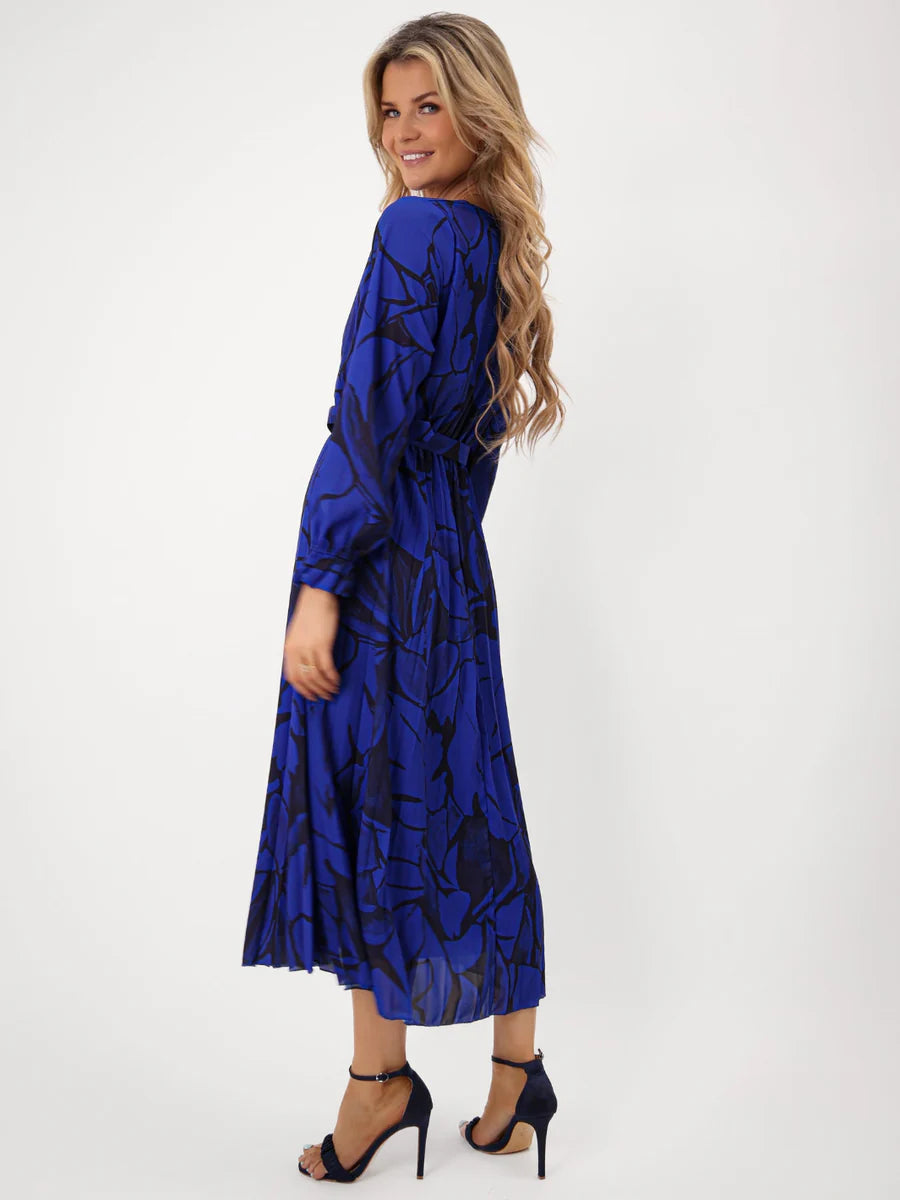 Positano royal blue print midi
