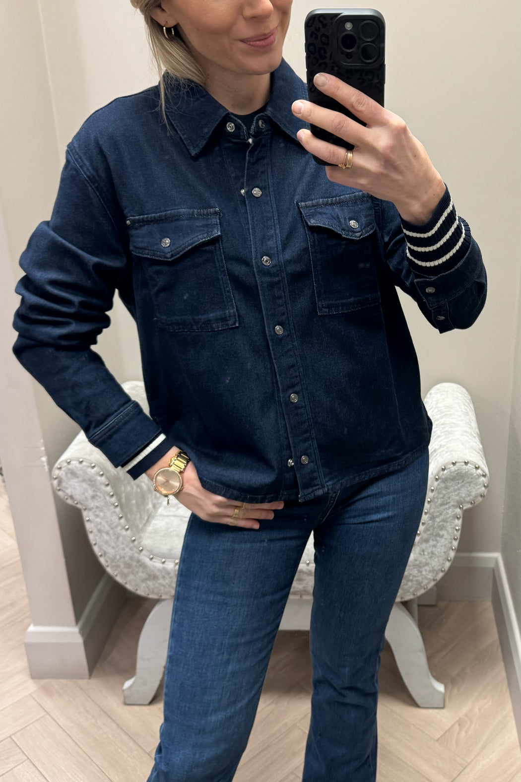 Guess navy soft denim jkt /  shirt w6rn99d6980- OKLN
