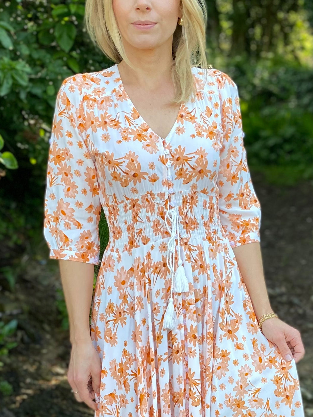 Indiana apricot print maxi