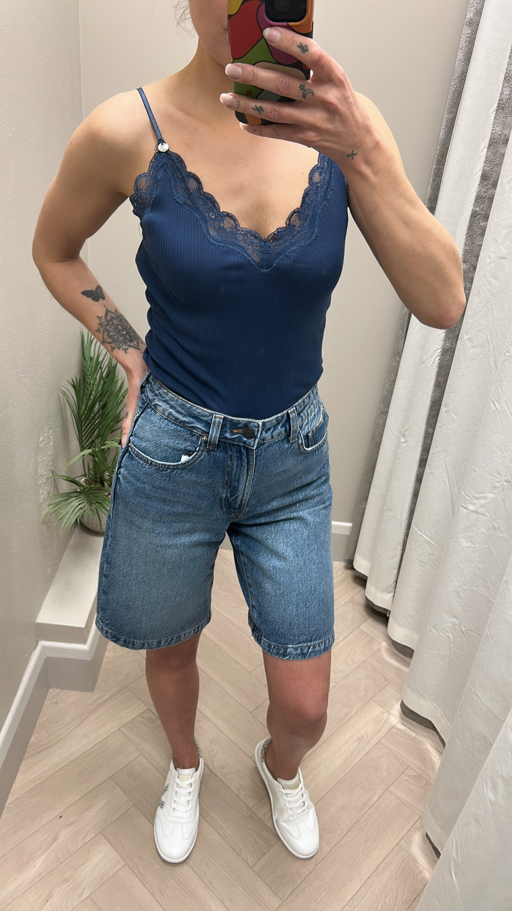 124101 NAVY SALSA LACE TOP WITH ADJUSTABLE STRAP SALE