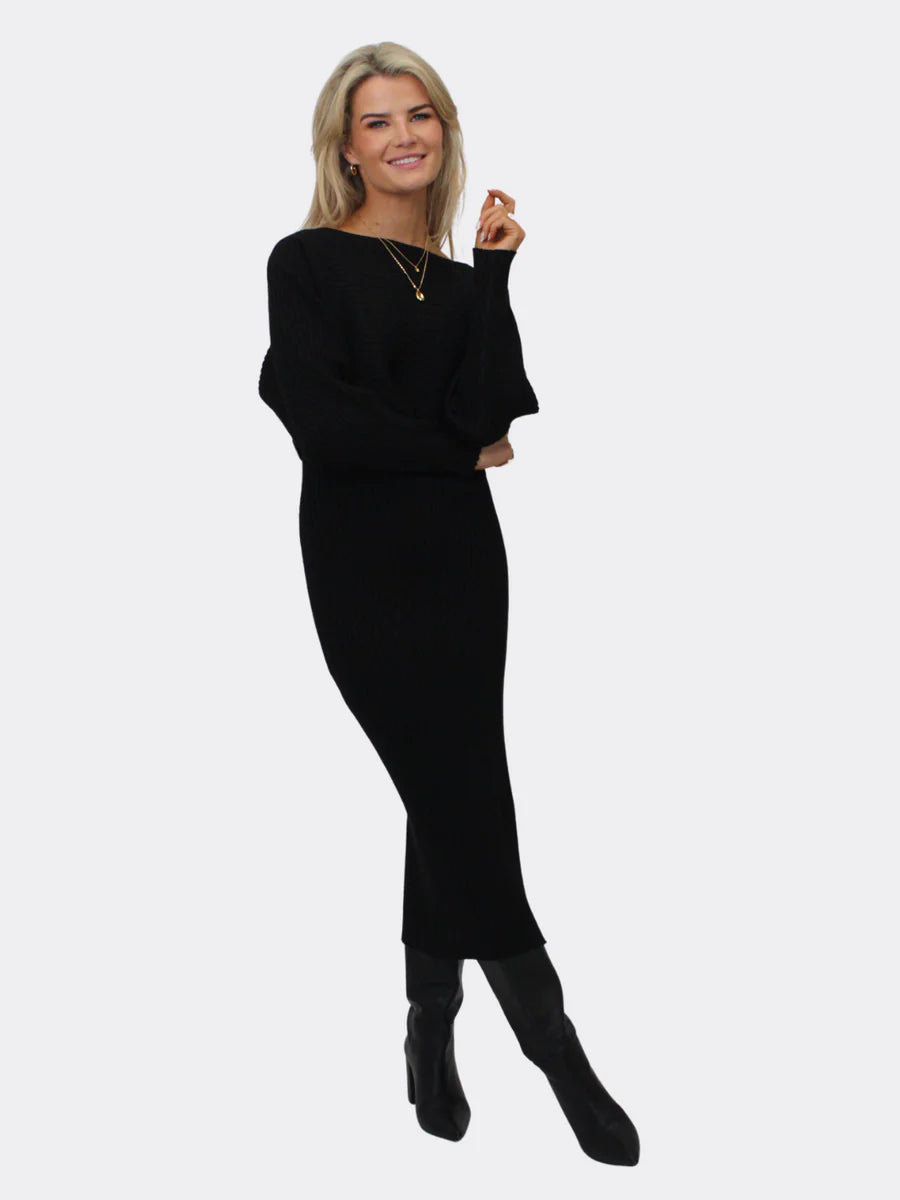 Amelia black knit dress