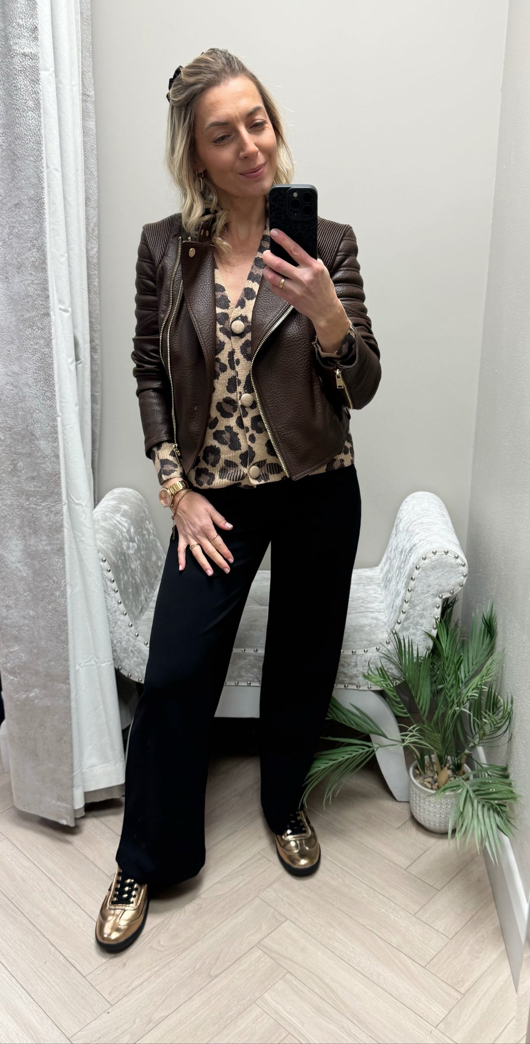 Guess jeannine chocolate brown pu jacket