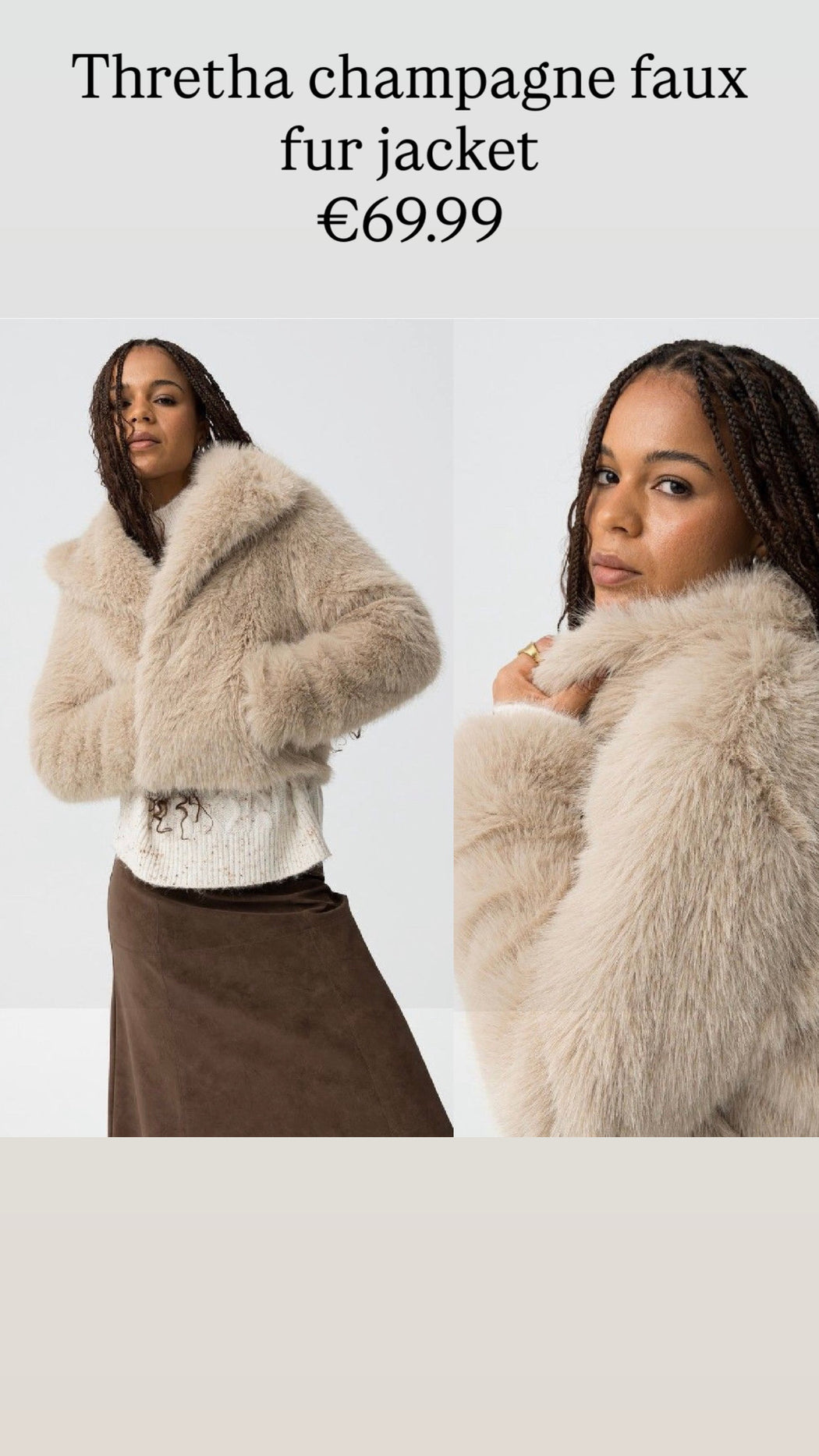 Thretha champagne faux fur jacket