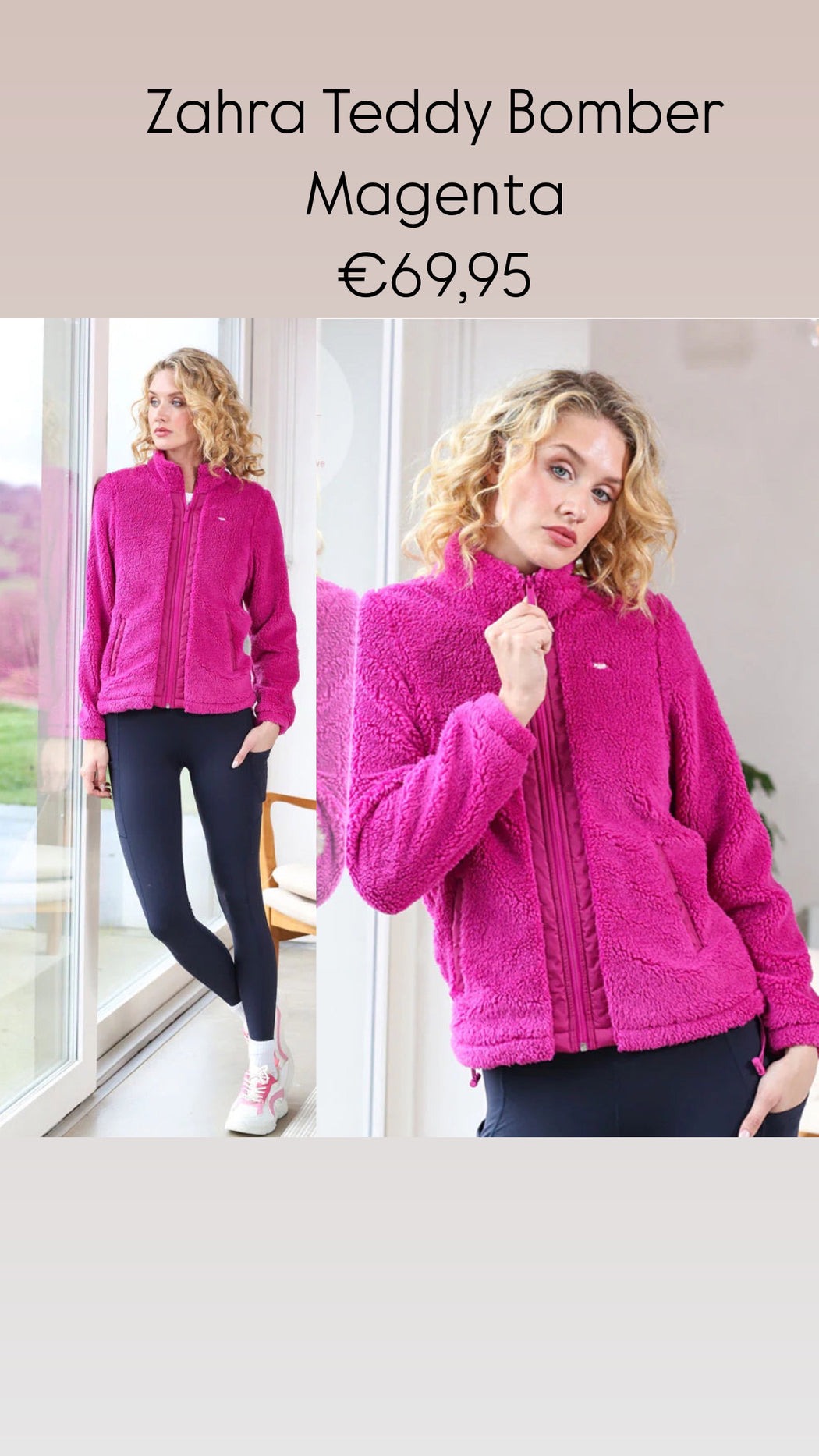 Zahra Teddy Bomber Magenta