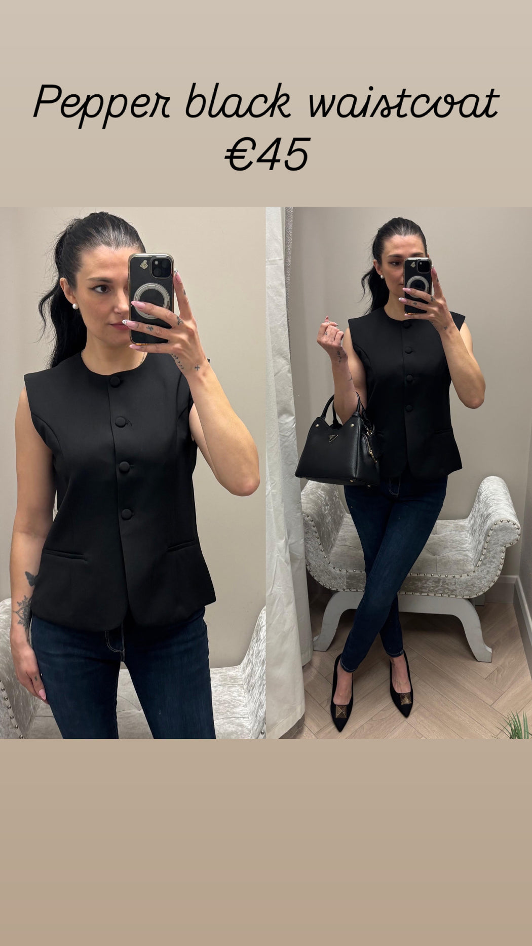 Pepper black waistcoat