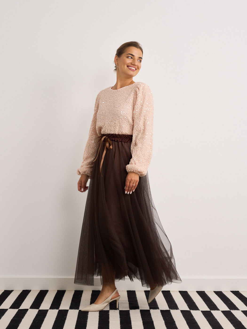 Brown tulle skirt