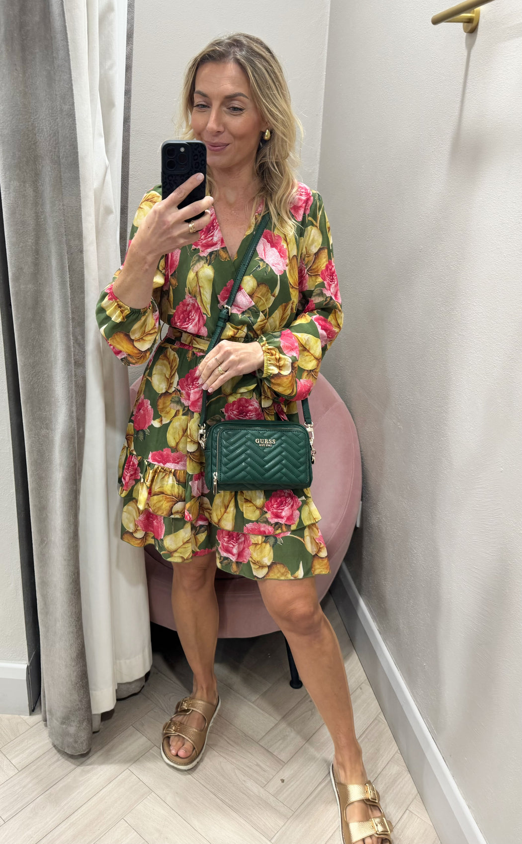 W4RK21WF5K0-P8BW guess belted floral dress