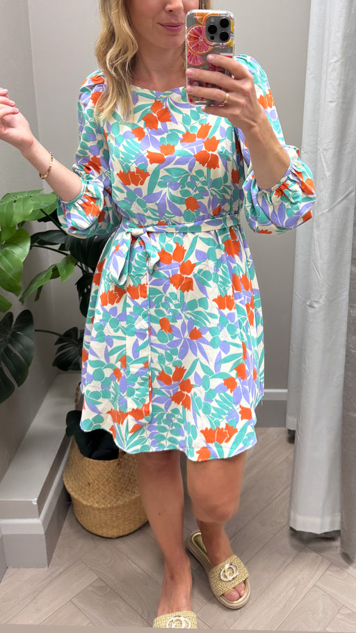 Purple green floral lilly traffic dress