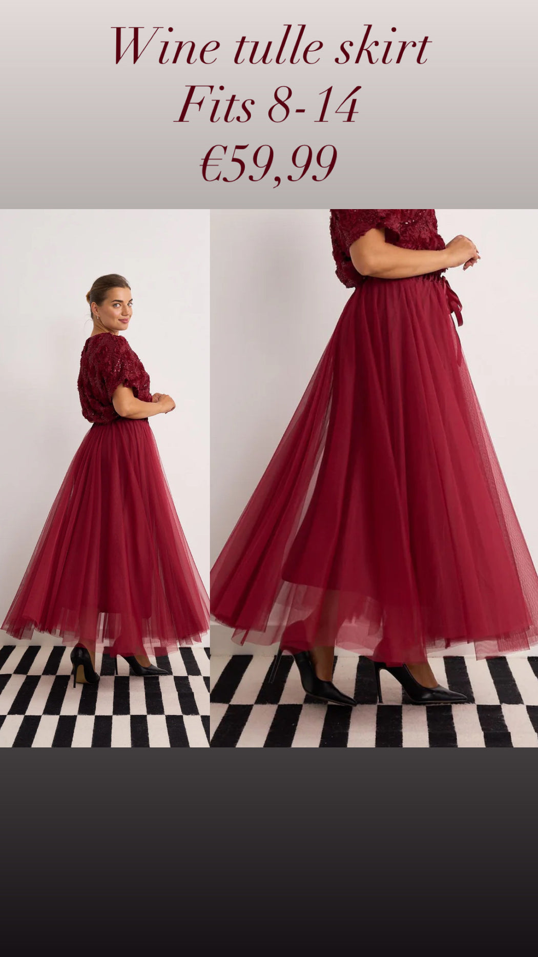 Wine  tulle skirt