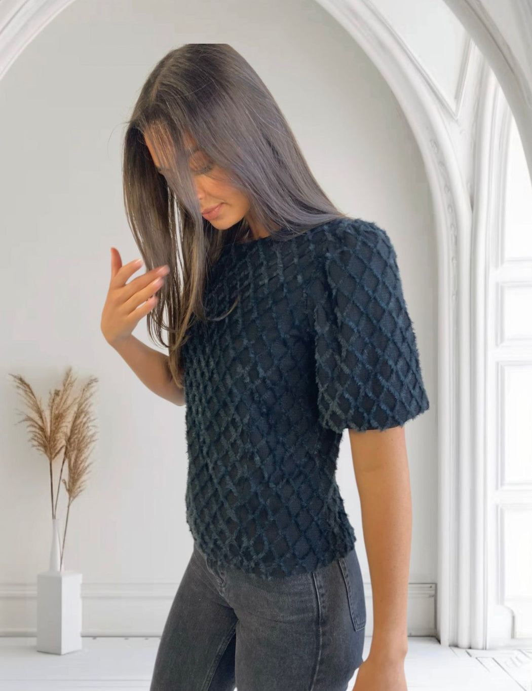 Mandy triangle embossed top