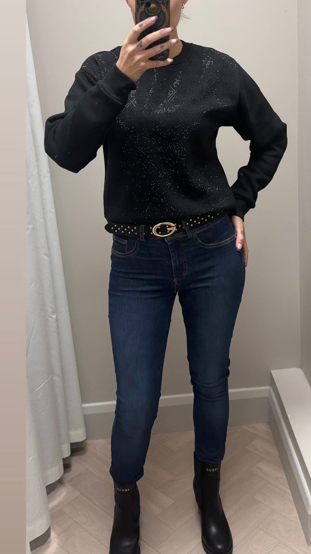 Guess black all over logo sweater w6bq14k6060