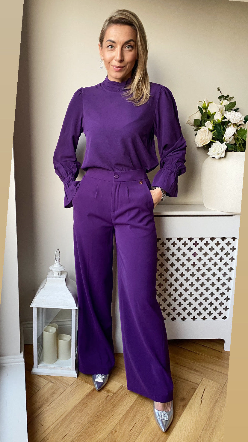 Sally wide leg purple trousers