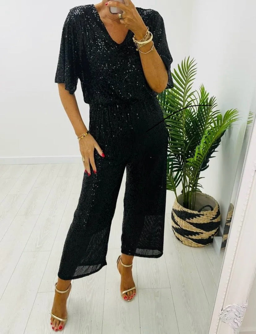 Black sequin jumpsuit