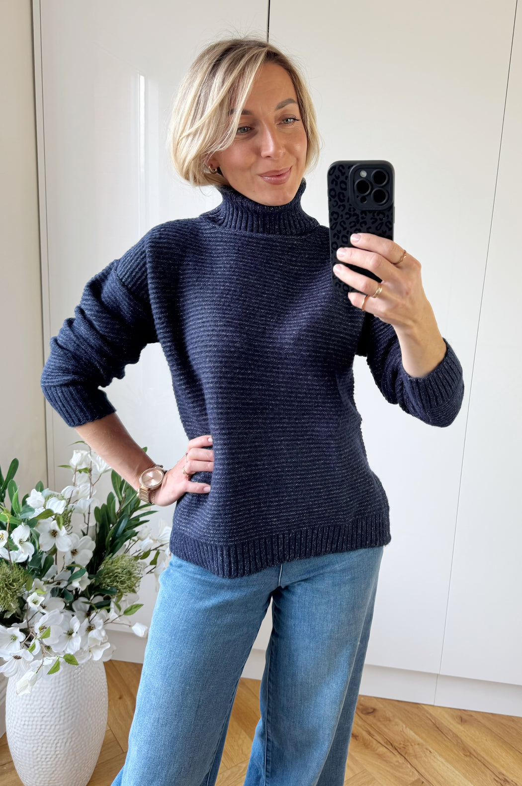 Muffin turtle neck navy knit