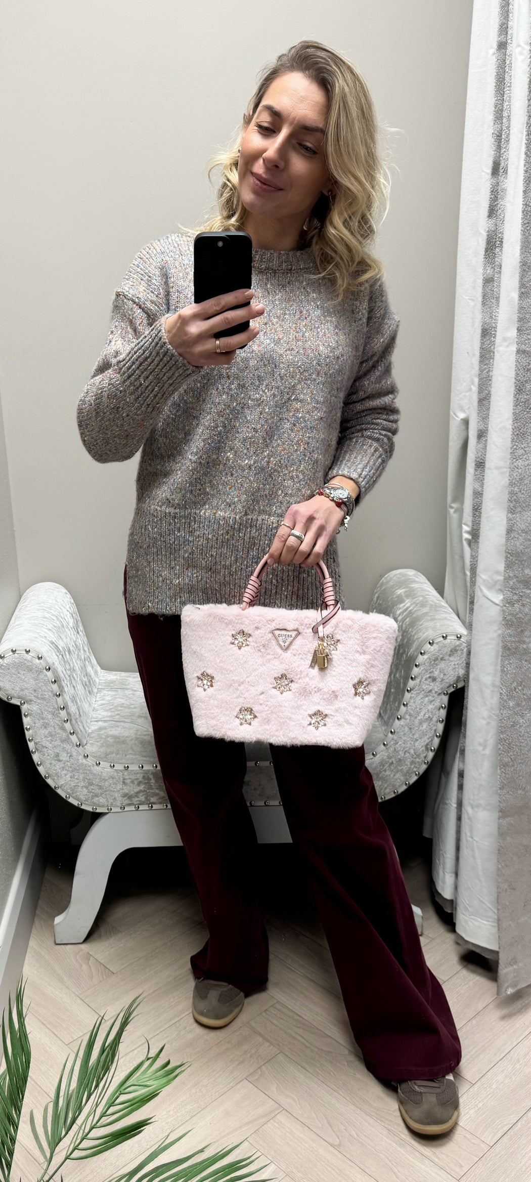 Guess pink rhinestone shaida bag we814322