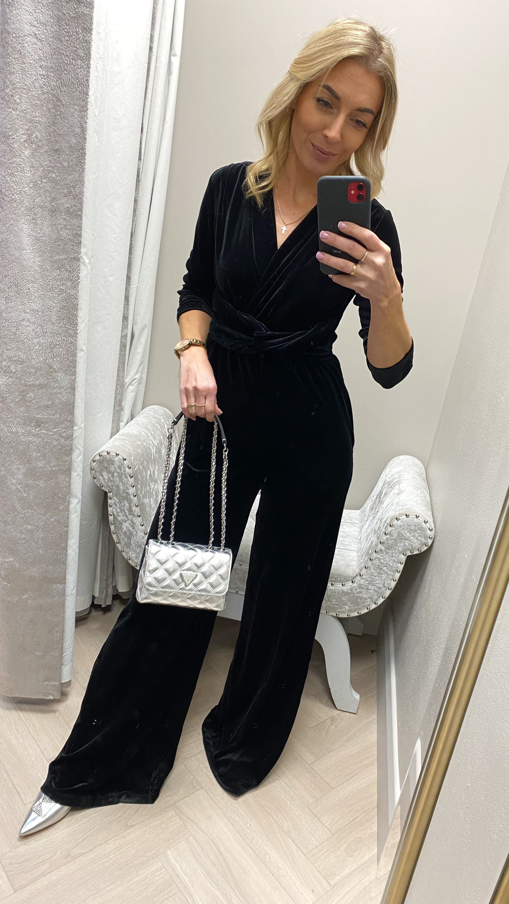 Sophia black velvet jumpsuit