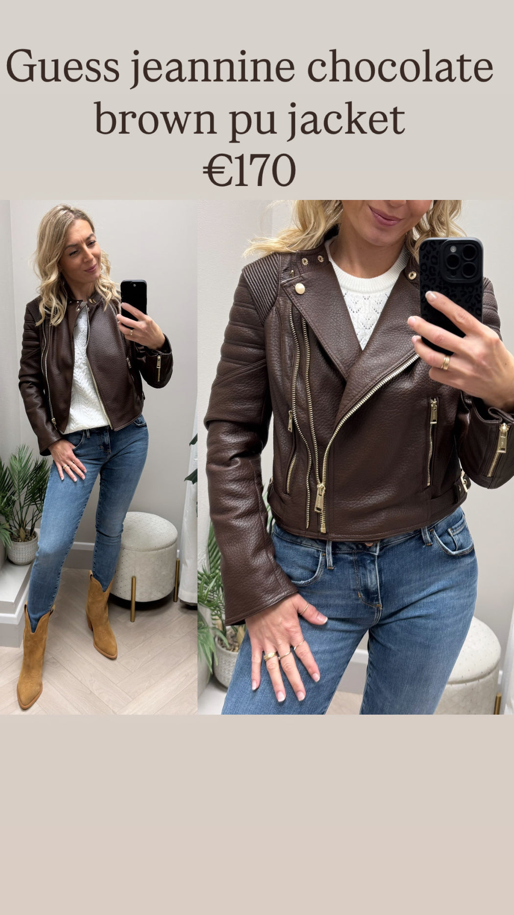 Guess jeannine chocolate brown pu jacket