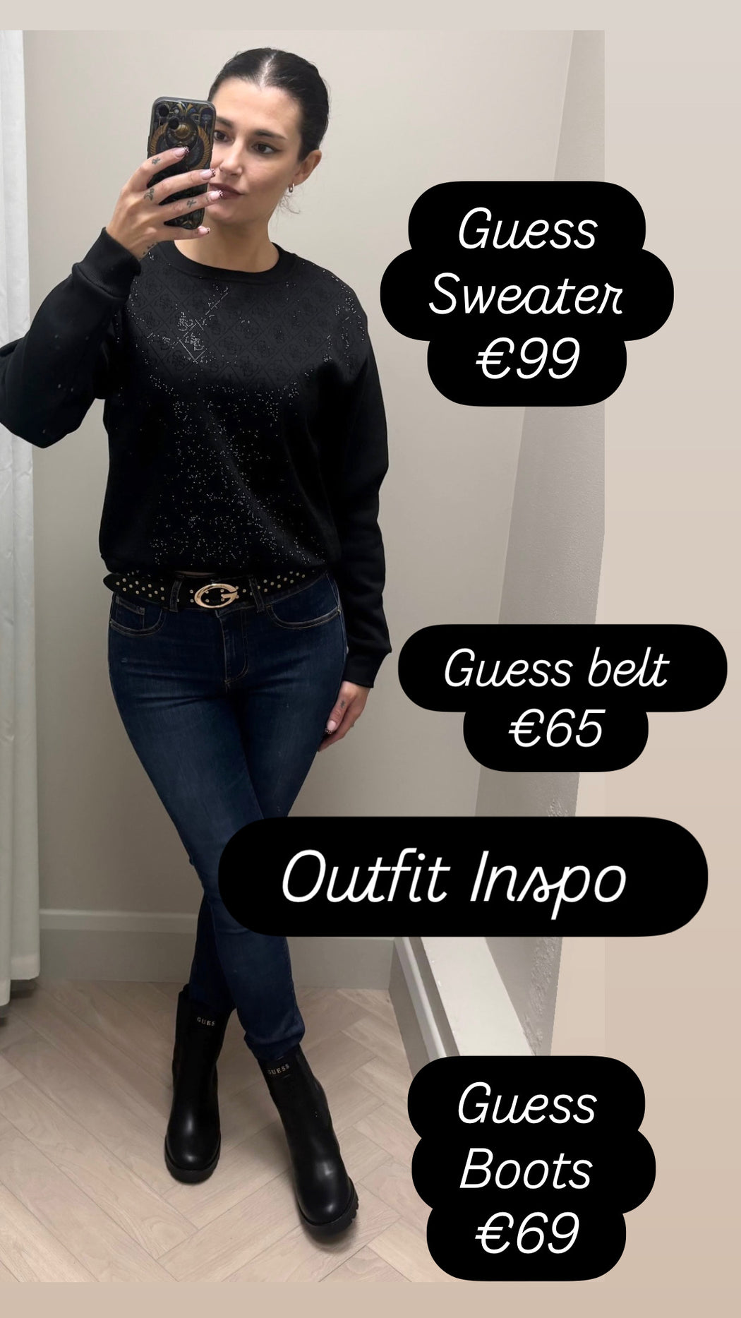 Guess black all over logo sweater w6bq14k6060