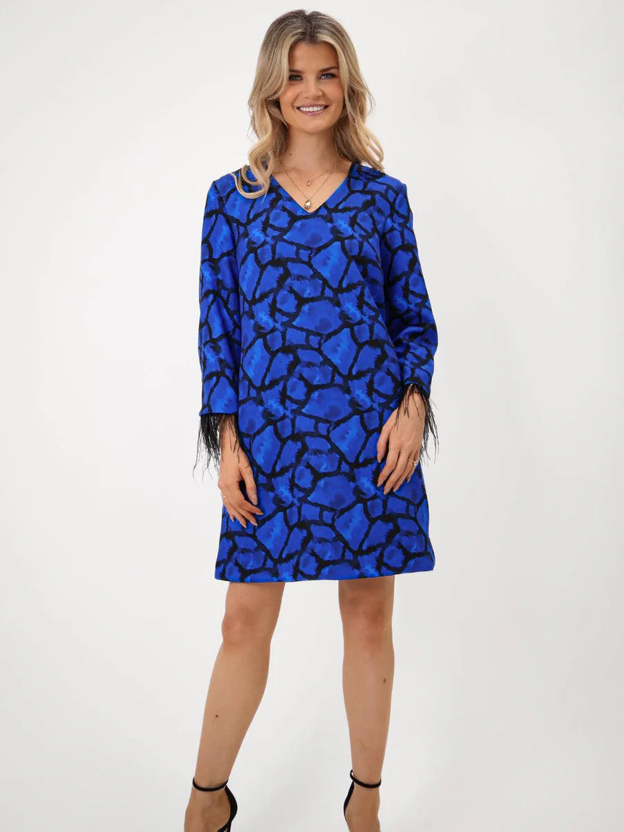 BLUE TAYLOR MINI SHIFT DRESS