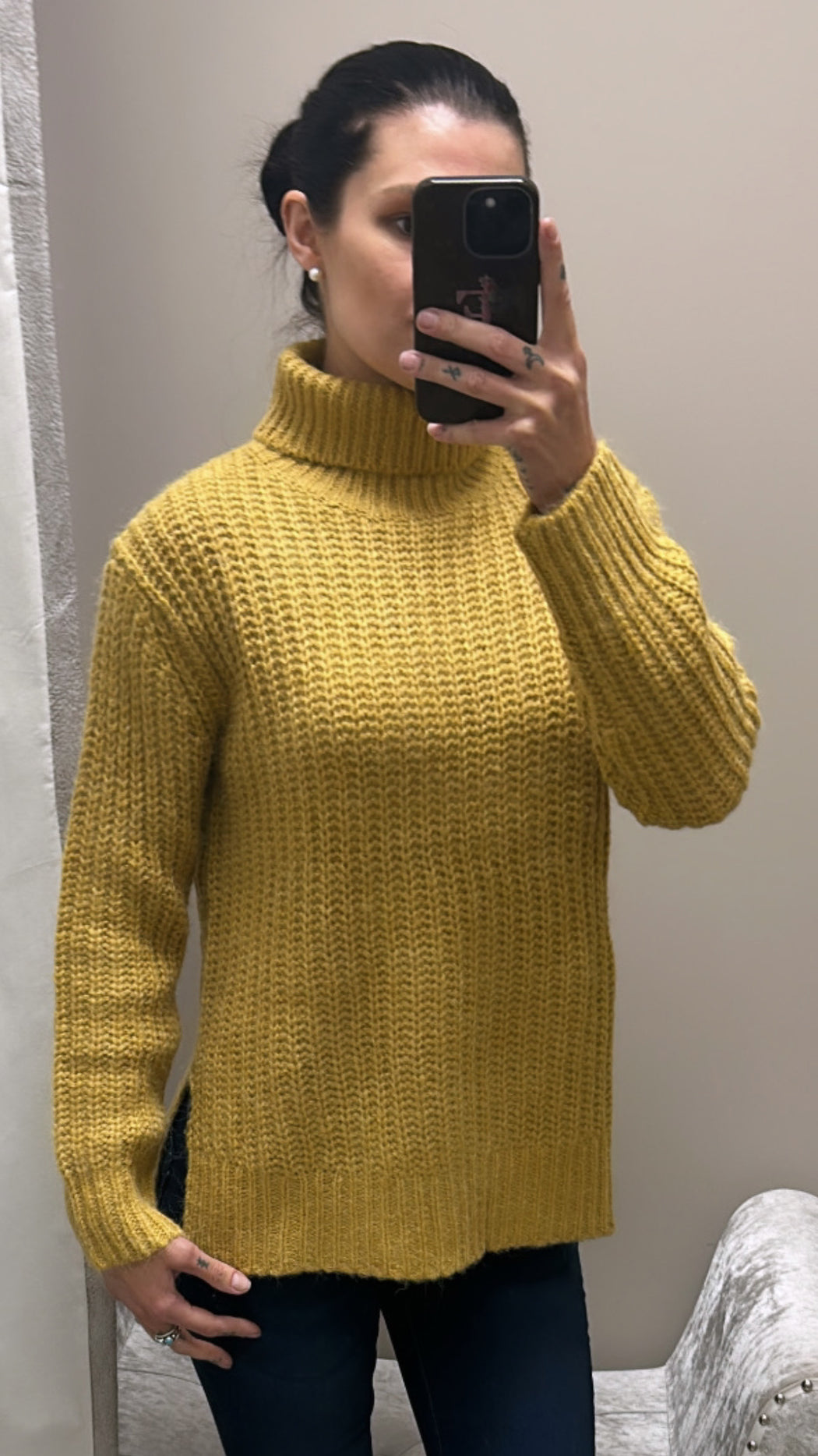 Taigete mustard turtle neck knit