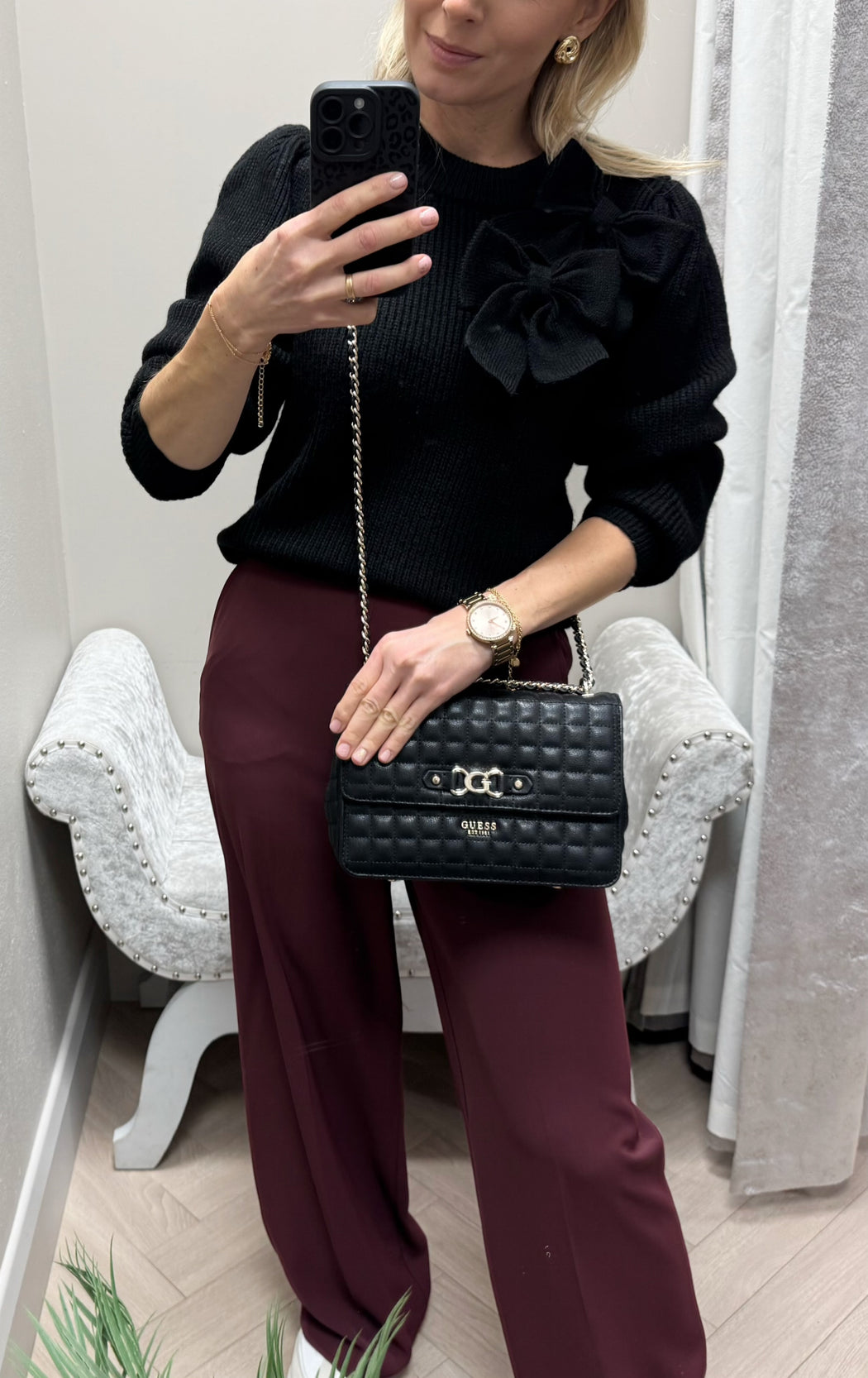 Charlie black bow knit