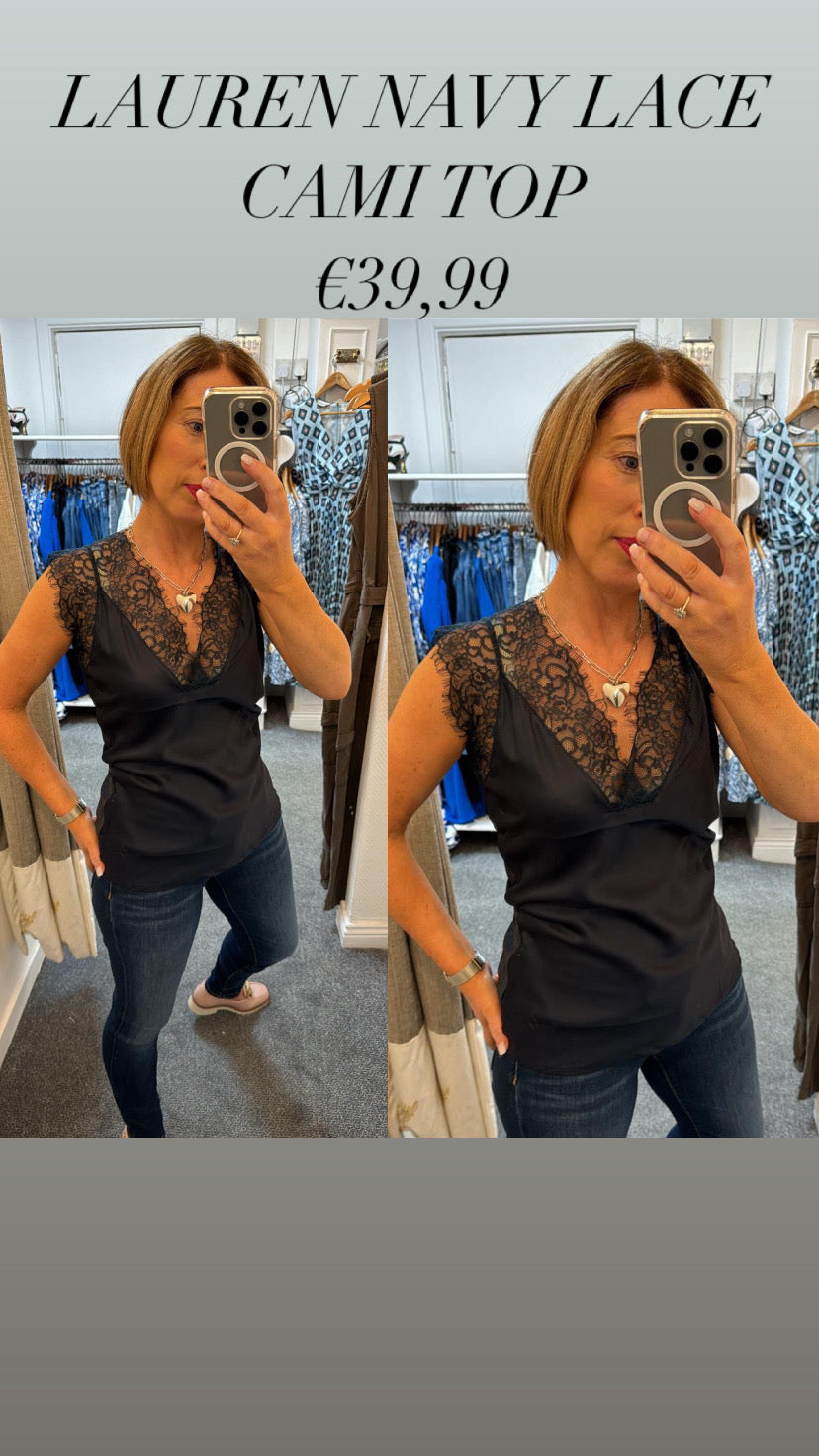 LAUREN NAVY LACE CAMI TOP