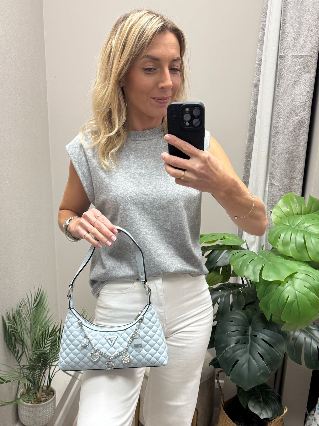 Guess misty blue everlee mini shoulder bag