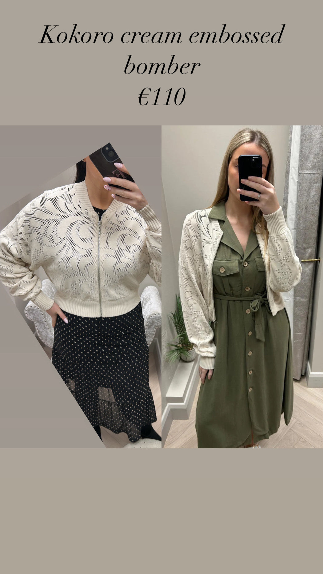 Kokoro cream embossed bomber