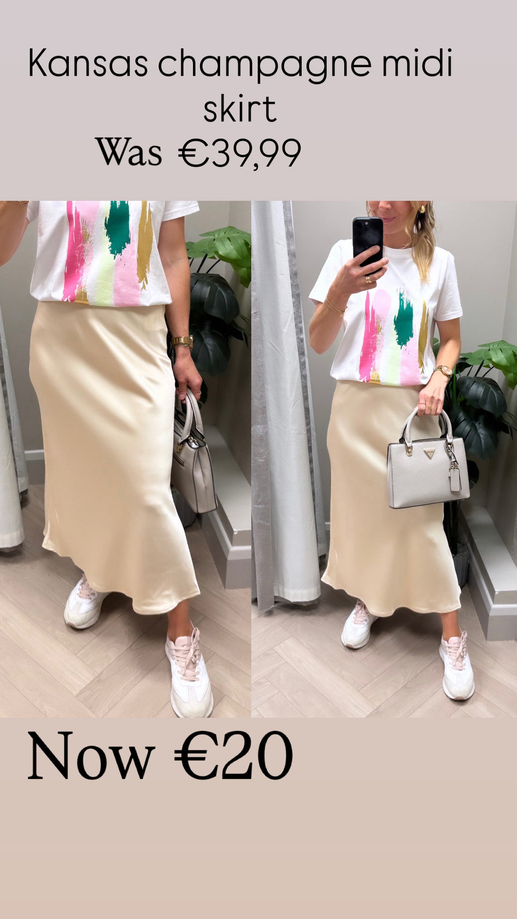 Kansas champagne midi skirt