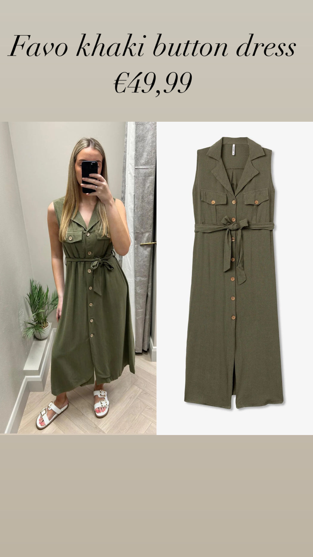 Favo khaki button dress