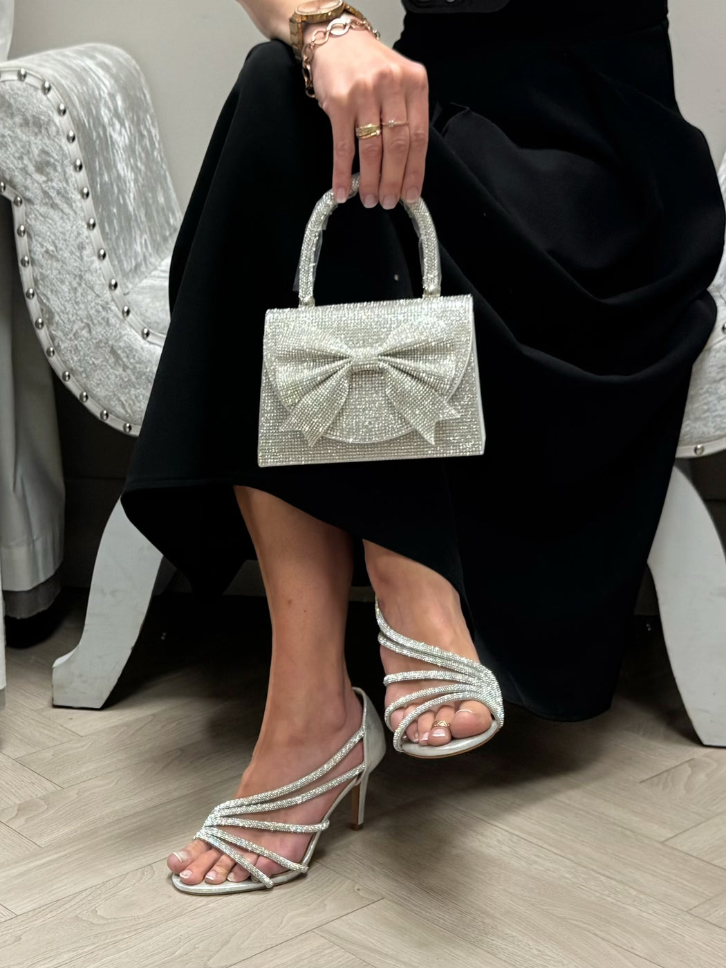 Silver powerscourt heels