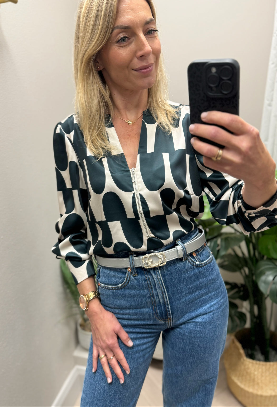 Claudia green print top