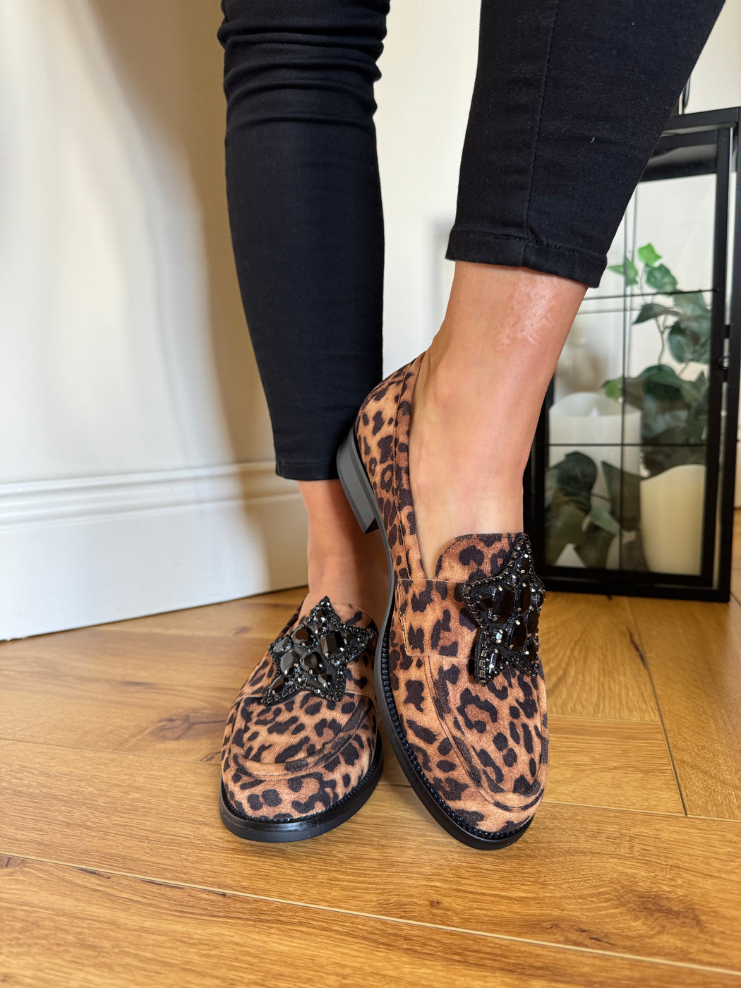 Afyon one leopard star loafer