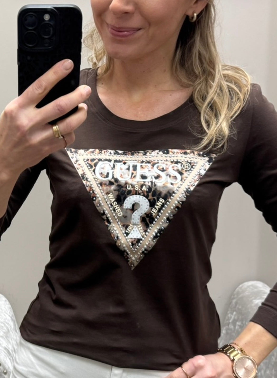 Guess brown long sleeved top w6r133j1314-GIEA