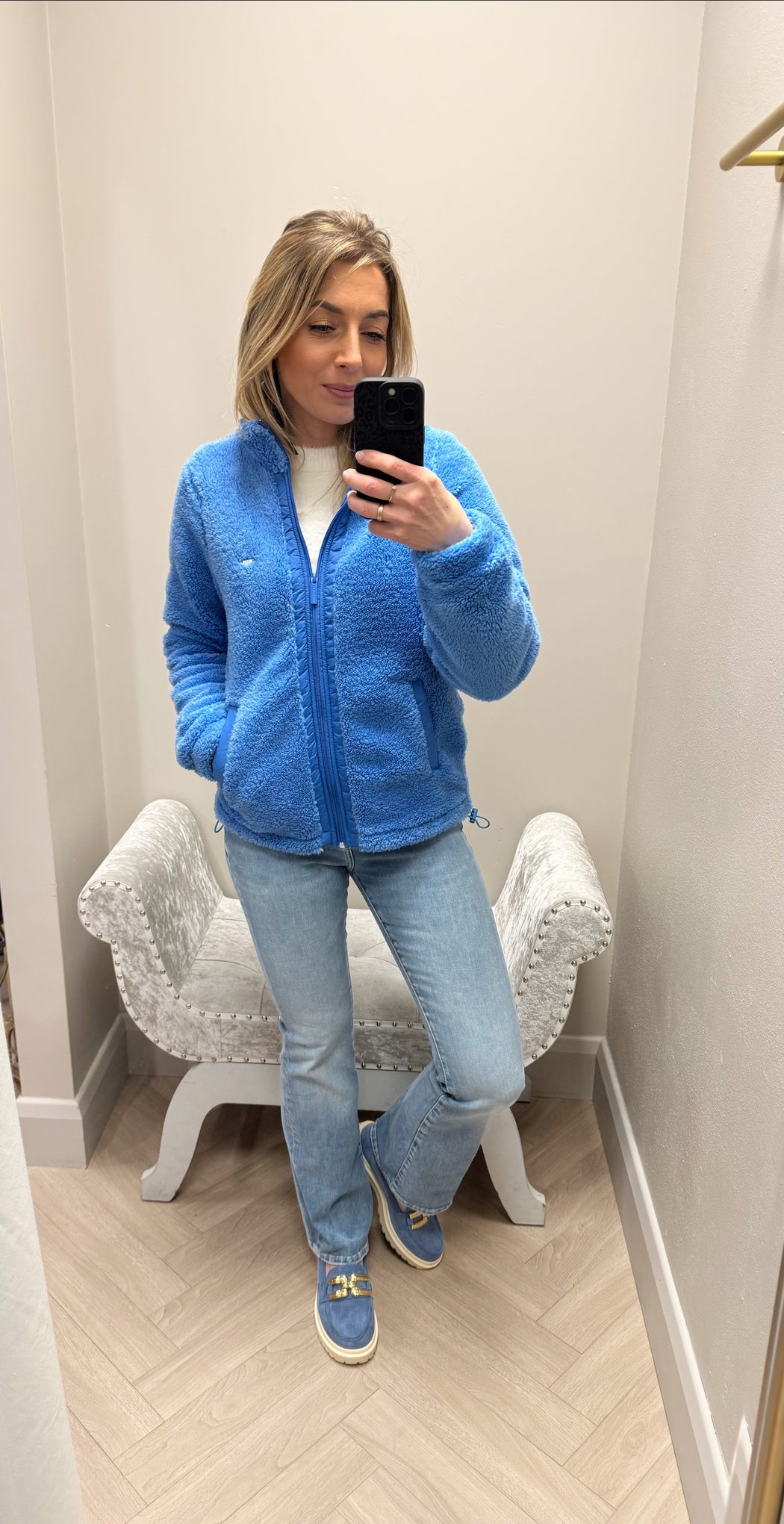 Zahra Teddy Bomber Cornflour Blue