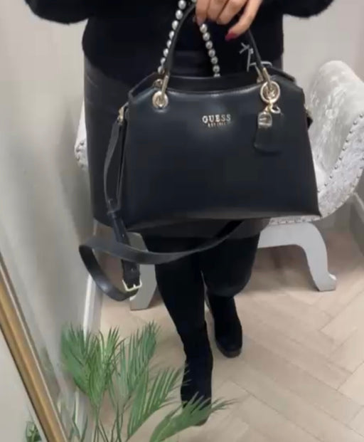 Guess black eco evaine satchel bag