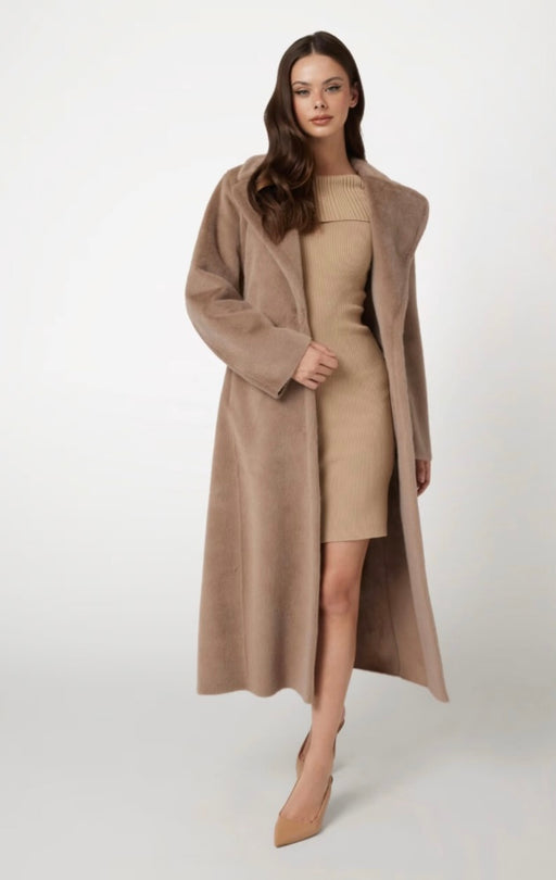 Guess Ada mocha longline faux mink coat