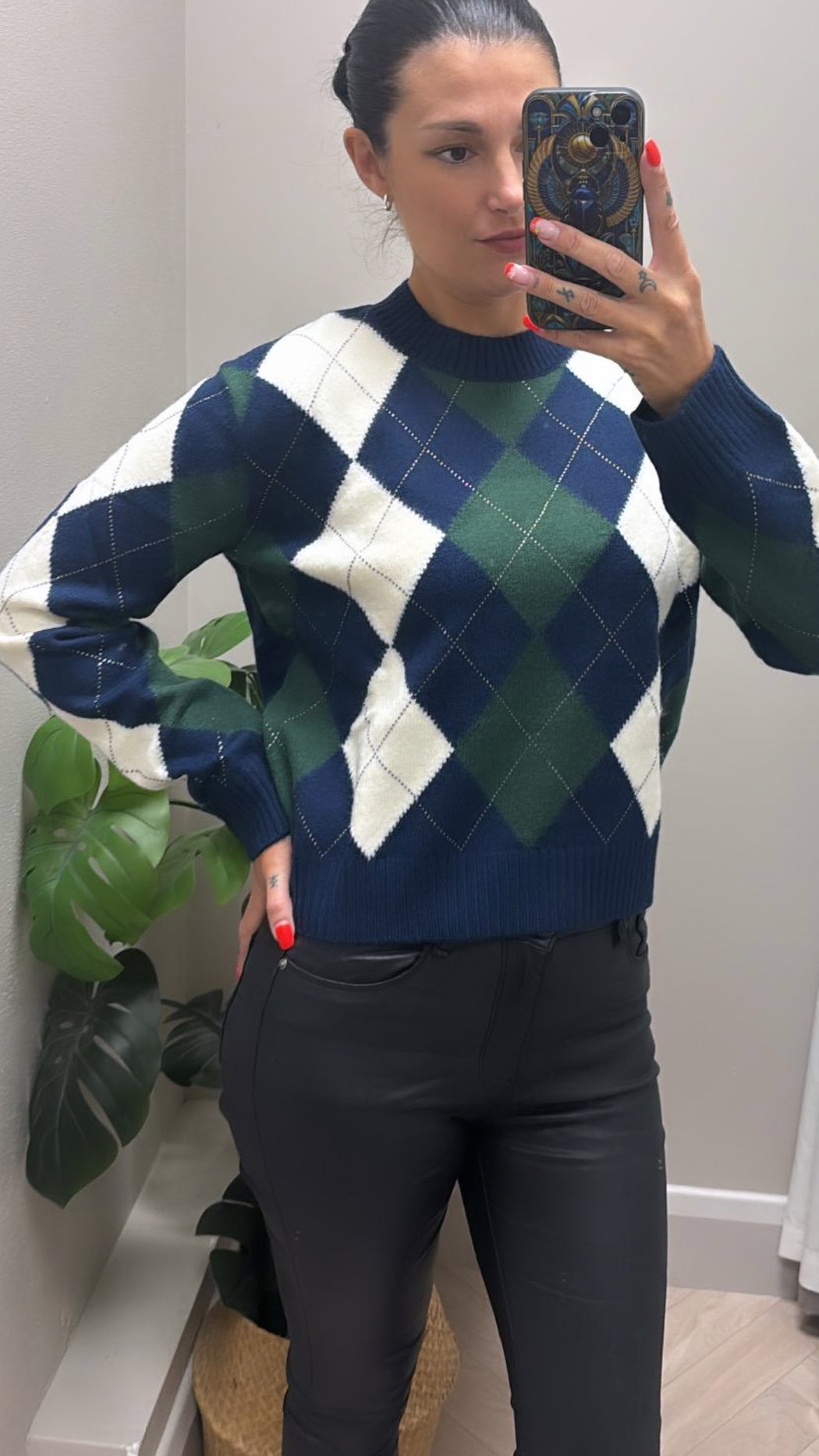 Guess Gracie Argyle Sweater Navy. W6BR48Z1447