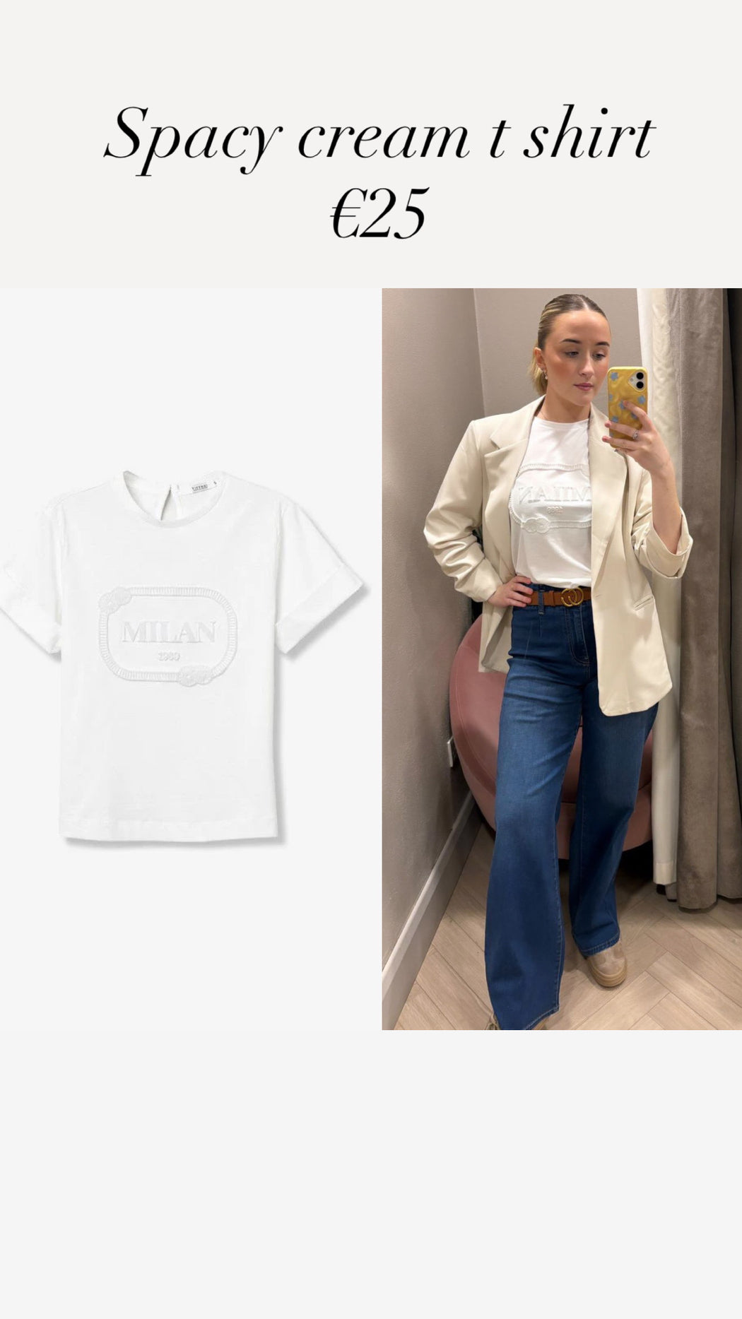Spacy  cream t shirt