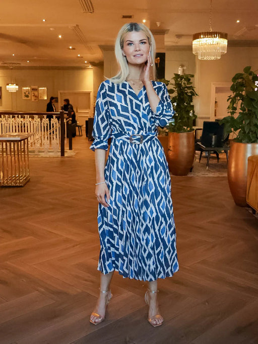 Navy PRINT POSITANO MIDI DRESS