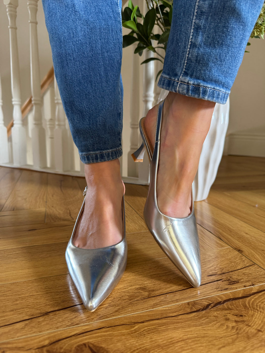 Arniston Silver slingback heels