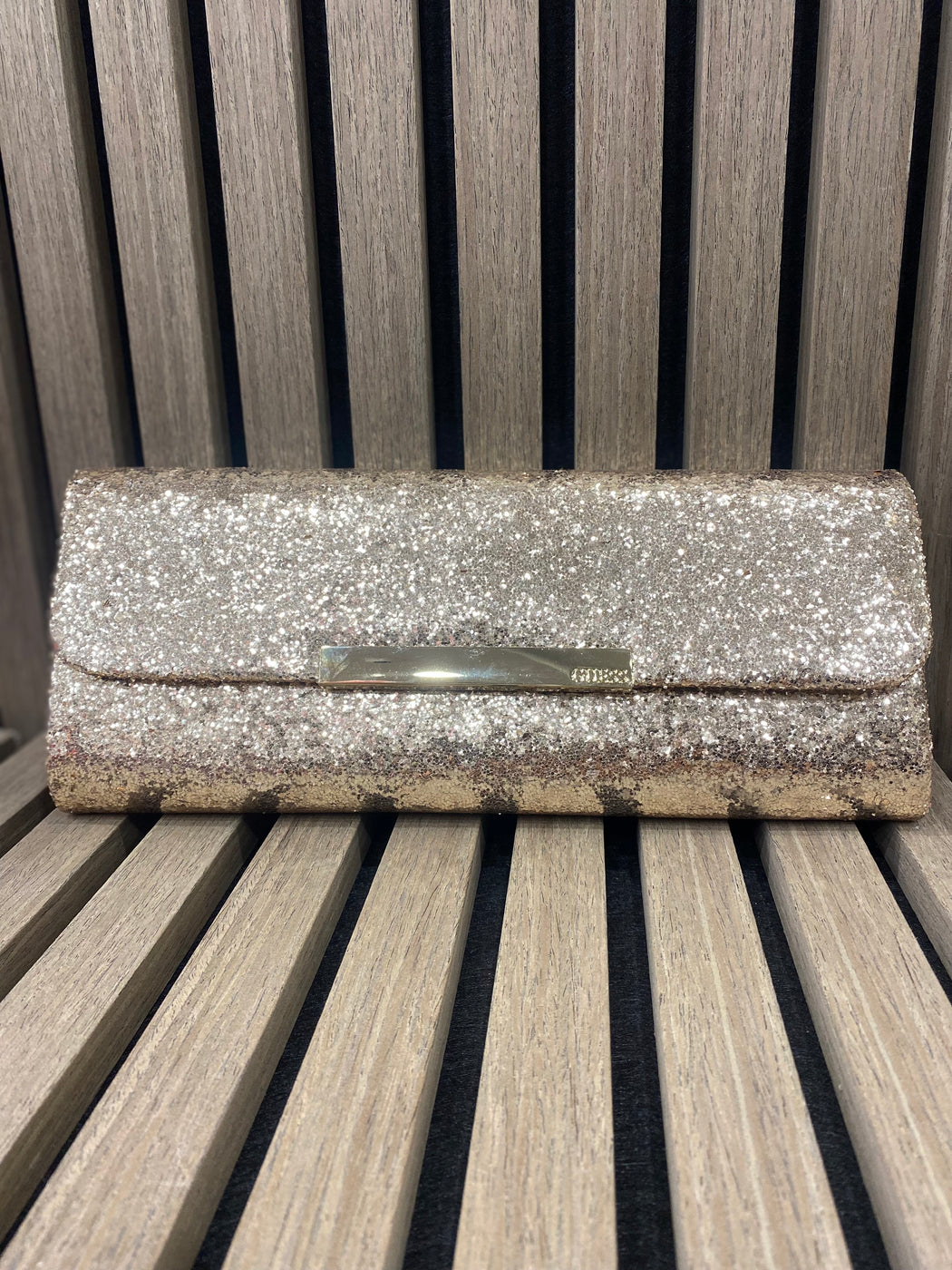 Guess gold sequin clutch