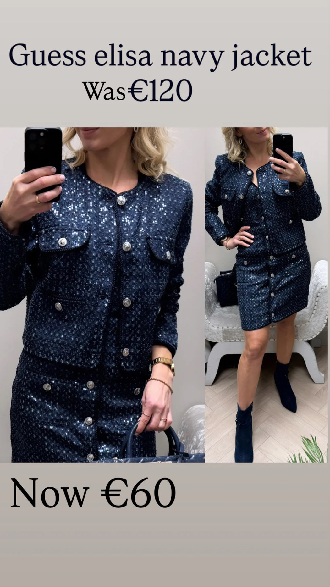 Guess elisa navy jacket w5bnocd0771