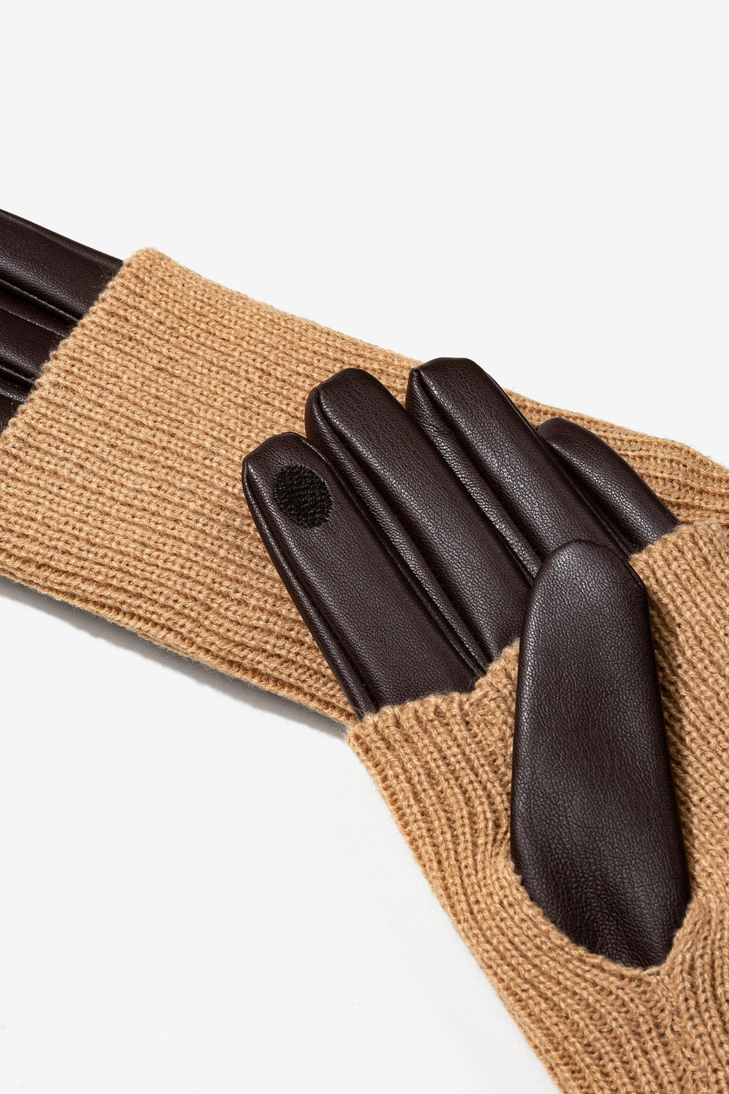 Amelie leather/knit gloves