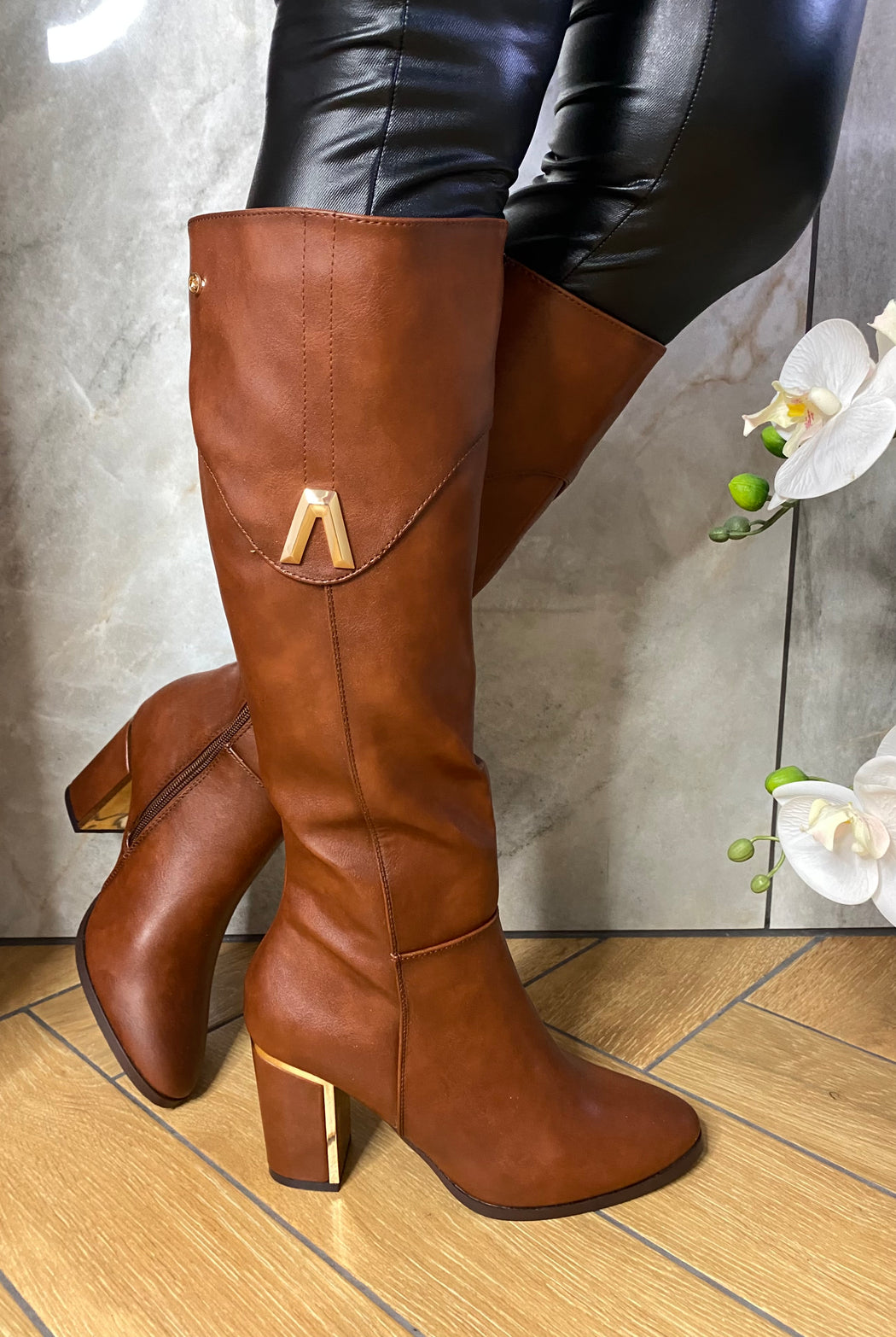 Haffar one driftwood knee high boots