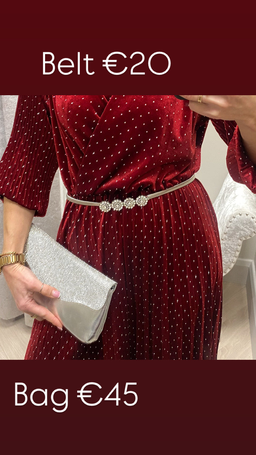 Zara red velvet sparkle midi