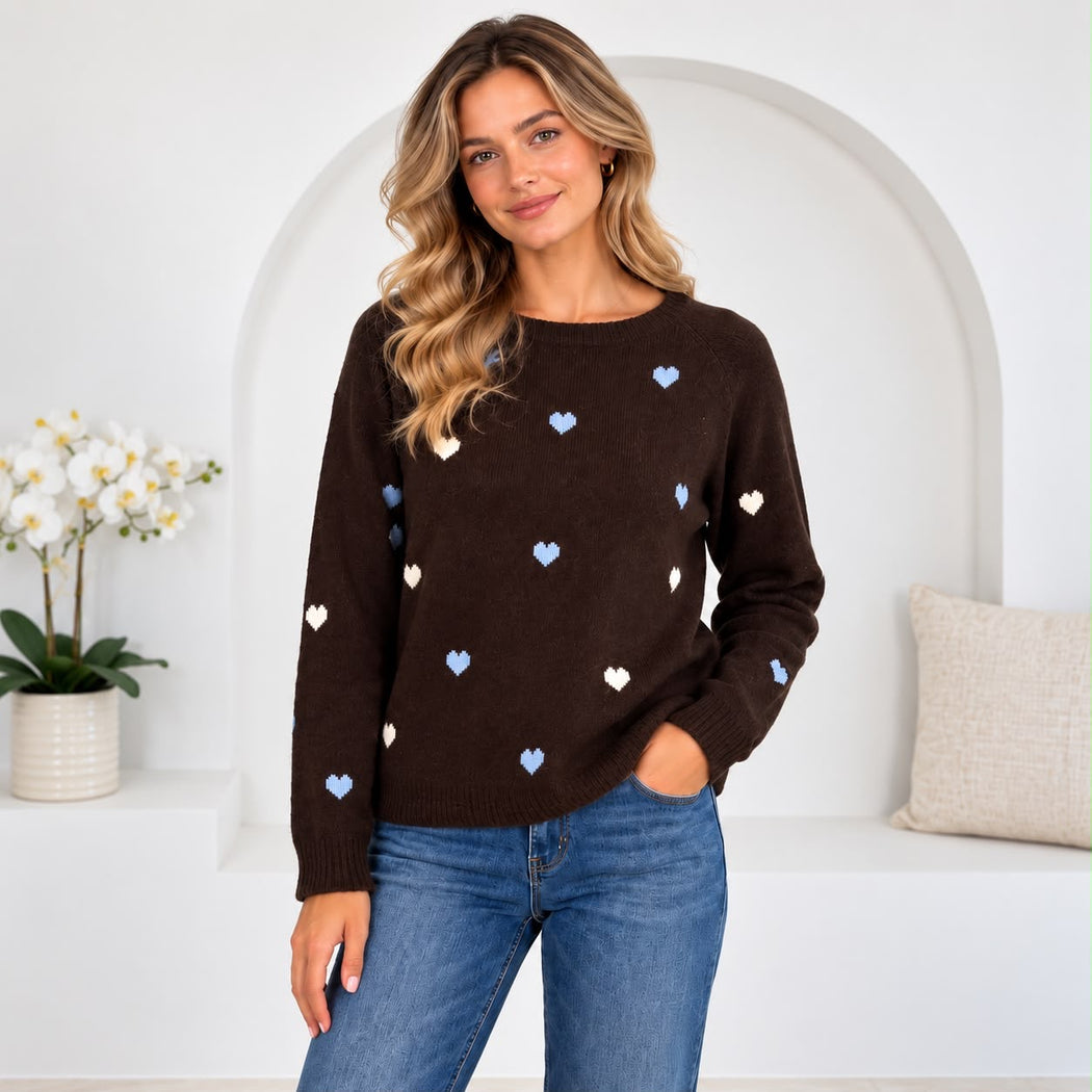 Jennie brown  Heart Polka Knit Jumper
