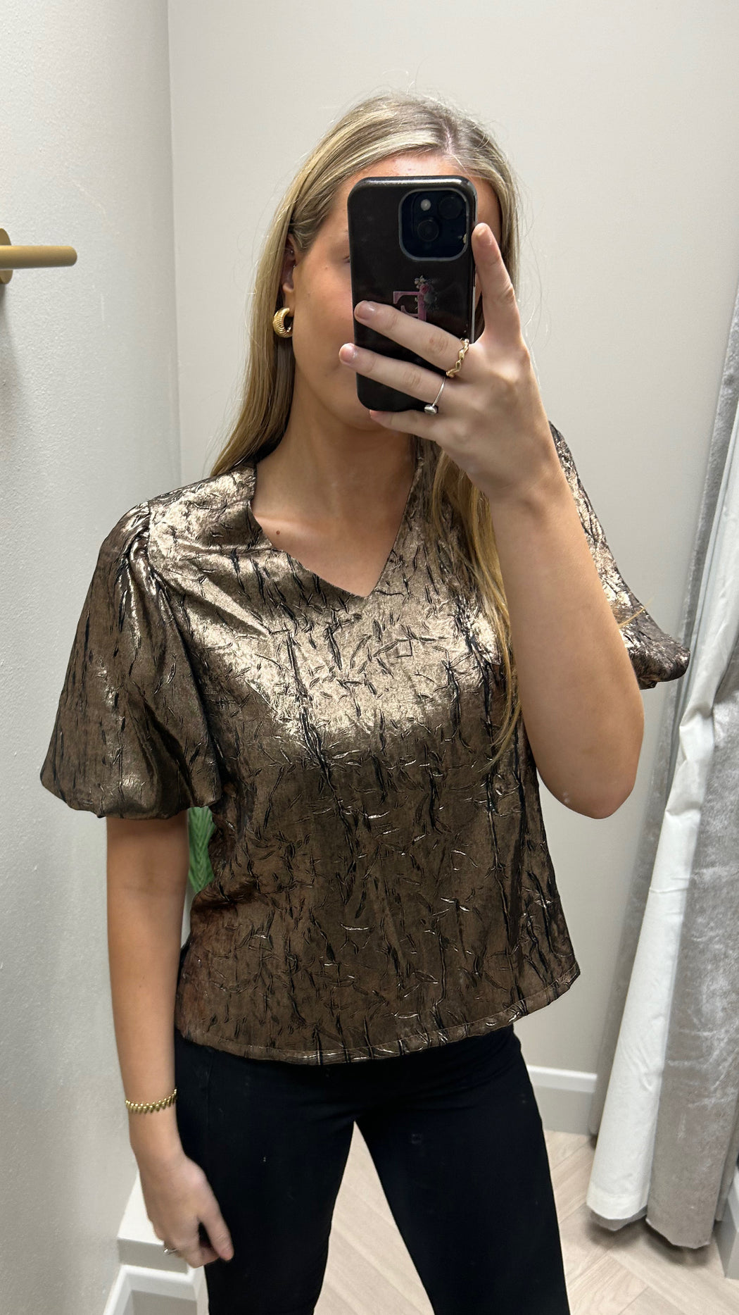 Bronze Justine puff sleeve top