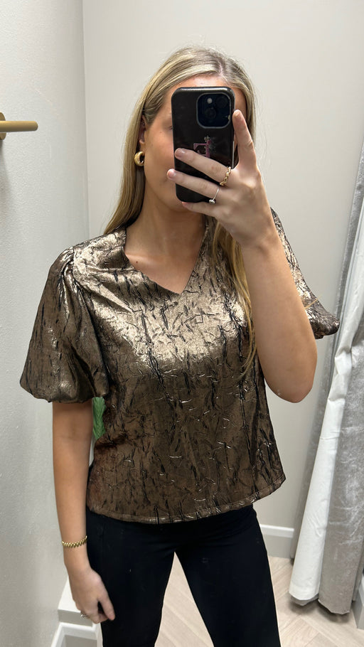 Bronze Justine puff sleeve top