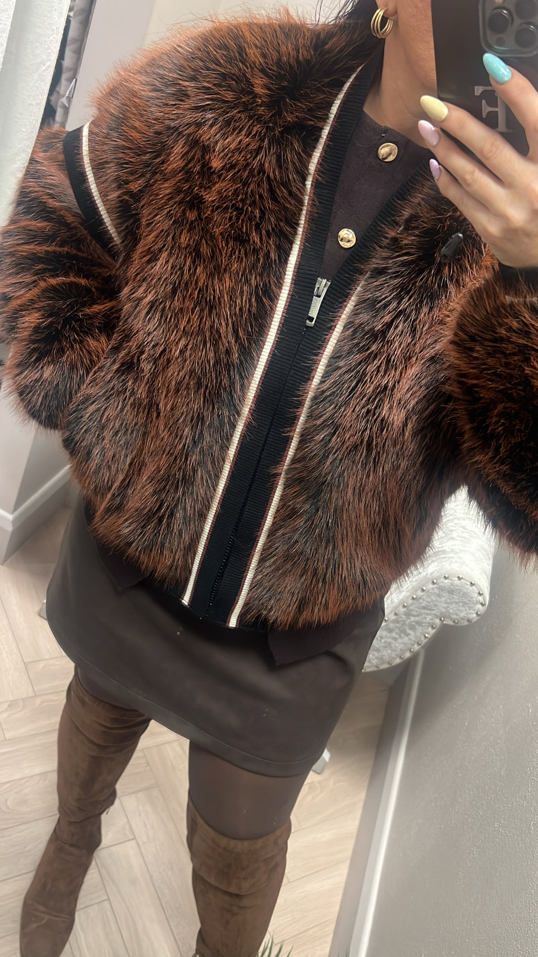 Guess Katia faux fur rib bomber